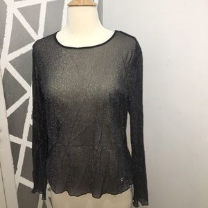 Victoria's Secret Sheer Black Metallic Blouse